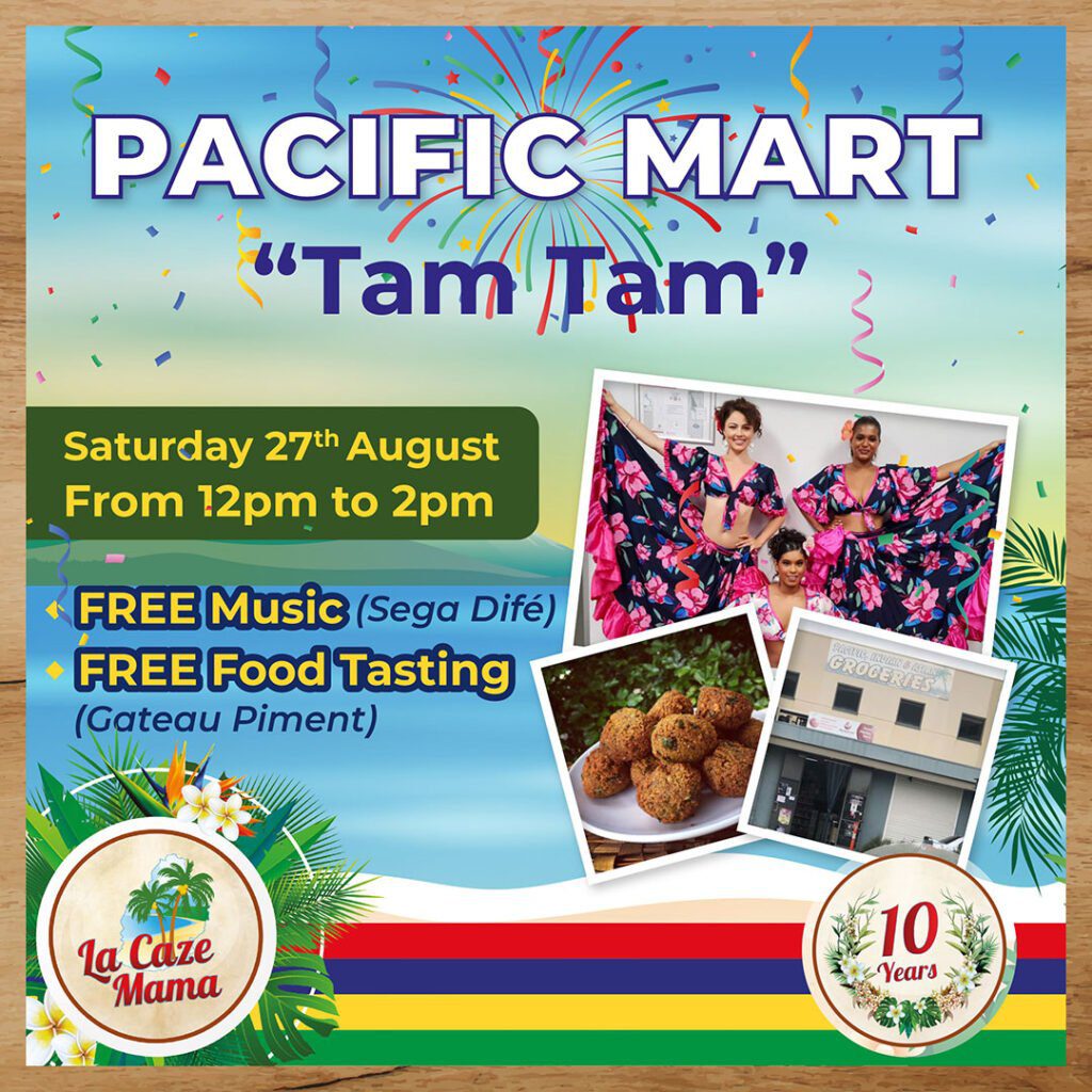 Join us on Saturday 27th August for a Mauritian Tam Tam at Pacific Mart